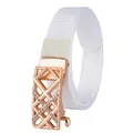 Damengürtel in Weiß geflochten mit roségoldener geometrischer Schnalle und Strass - Weiß / Roségold