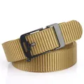 Men's khaki braided belt with matte black automatic buckle for casual wear - 120cm / Black Buckle - Wolf Brown