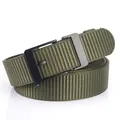 Men's army green tactical nylon belt with matte black automatic sliding buckle - Black Buckle Army Green