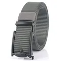 Men's outdoor tactical style belt featuring gray nylon webbing and a black matte metal buckle - 120cm / Black Buckle - Dark Gray