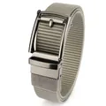 Men's grey quick-dry nylon woven belt with a modern charcoal grey automatic buckle - 120cm / Silver Buckle - Dark Gray