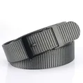 Men's casual woven grey nylon belt with matte black automatic buckle for workwear - Black Buckle Dark Gray
