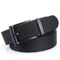 Cintura da uomo in nylon intrecciato nero con fibbia in lega nera opaca minimalista - Fibbia Nera - Nero