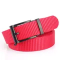 Ceinture homme en nylon rouge épais avec boucle automatique en alliage noir mat - 120cm / Boucle Noire - Rouge