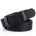 Men's outdoor black nylon belt with matte black automatic buckle and lion logo - 120cm / Black Buckle - Black