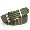 Ceinture tactique en nylon tressé vert militaire pour hommes avec boucle en alliage mat - 120cm / Boucle Argentée Vert Armée