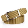 Ceinture tactique en nylon kaki pour homme avec boucle automatique en métal mat - 120cm / Boucle Argentée Brun Loup