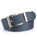 Ceinture homme en nylon bleu foncé avec boucle automatique argentée de style tactique - 120cm / Boucle Argentée Bleu Roi