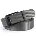 Men's thickened nylon belt in grey and black weave with a matte black metal buckle - 120cm / Black Buckle - Dark Gray
