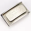 Silver 304 stainless steel automatic belt buckle with polished TUSHI embossed texture - Silver