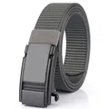 Outdoor Herrengürtel aus dunkelgrauem Nylon mit automatischer Gürtelschnalle aus schwarzem Metall - Schwarze Schnalle - Dunkelgrau