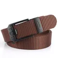 Brown heavy duty nylon belt for men with black automatic metal buckle for casual outdoor use - 120cm / Black Buckle - Coffee