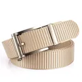 Ceinture en nylon kaki pour hommes avec une boucle automatique en alliage argent mat - 120cm / Boucle Argentée Khaki