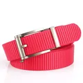 Ceinture en nylon rouge pour homme avec boucle automatique en métal argenté - 120cm / Boucle Argentée - Rouge