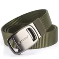 Thickened army green tactical nylon belt with dark gray metal automatic buckle - Gunmetal Buckle Army Green