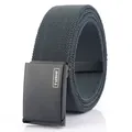 Elastic stretch canvas belt with matte black automatic buckle for men and women - 110cm / Dark Gray