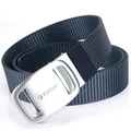 Navy blue thick nylon tactical belt for men with silver automatic metal buckle - Silver Buckle - Royal Blue