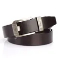 Cinturón de cuero para hombre con hebilla automática de zinc y logotipo de león - 110cm / Marrón