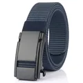 Marineblauer Nylon-Gürtel mit matt-schwarzer Automatikschließe für Outdoor-Freizeitaktivitäten - Schwarze Schnalle - Königsblau