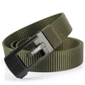 Olive green thickened nylon tactical belt with a matte black automatic metal buckle - 120cm / Black Buckle - Army Green
