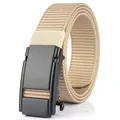 Khaki Herren Nylon Taktik Gürtel mit mattschwarzer automatischer Gleitschnalle - Schwarze Schnalle - Khaki