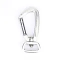 Silver D-ring carabiner with swivel spring hook and matte metallic finish on white background - D-Ring Swivel Carabiner (TUSHI) / Silver