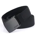 Elastic woven belt with matte black automatic buckle for men and women by TUSHI - 110cm / Black