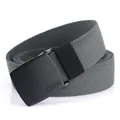 Grey elastic woven belt for men and women with black metal automatic buckle by TUSHI - 110cm / Dark Gray
