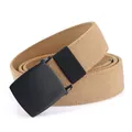 Elastic khaki woven belt with a matte black automatic buckle for men and women - 110cm / Khaki