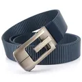 Navy blue nylon tactical belt with a brushed silver automatic metal buckle for men - 120cm / Silver Buckle - Royal Blue