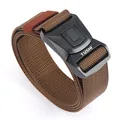 Brauner taktischer Nylon-Gürtel mit schwarzem Schnellverschluss und TUSHI-Logo - 125cm / Braun