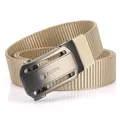 Tactical nylon canvas belt with 3.5cm automatic metal buckle for outdoor casual wear - Gunmetal Buckle Khaki