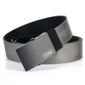 Cintura da uomo in nylon grigio con fibbia automatica nera opaca e trama intrecciata - Grigio Scuro/Nero