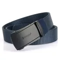 Deep blue nylon woven belt for men with black matte automatic buckle and TUSHI logo - Sapphire Blue