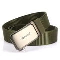 Cintura tattica da uomo in nylon verde militare con fibbia automatica in metallo grigio - Verde Militare