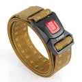 Khaki nylon tactical belt featuring a quick-release buckle and professional matte finish - Wolf Brown (Black-Red Buckle)