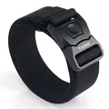 Cintura tattica in nylon nero con fibbia in plastica a sgancio rapido e logo TUSHI - Nero / 125cm