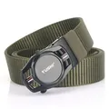 Army green woven nylon tactical belt for men with durable black metal automatic buckle - 120cm / Black Buckle - Army Green