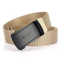 Taktischer Nylon-Stoffgürtel in Khaki mit matter schwarzer Metallschnalle und TUSHI-Logo - Khaki