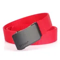 Cintura da uomo in nylon intrecciato rosso con fibbia automatica in metallo nero opaco - 120cm / Rosso