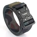 Tactical camouflage nylon belt with a black quick-release metal buckle on a white background - Classic Camouflage