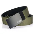 Cintura tattica in nylon verde militare con fibbia automatica in metallo nero opaco - Verde Militare/Nero