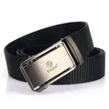 Cintura da uomo in nylon nero con fibbia automatica grigio canna di fucile e logo - Nero