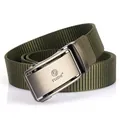 Ceinture tactique en nylon vert armée pour hommes avec boucle automatique en métal mat - Vert Militaire