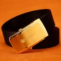Outdoor nylon belt with golden stainless steel buckle featuring TUSHI logo and lion icon - Gold Buckle - Black