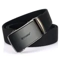 Men's tactical stretch nylon belt with premium automatic alloy buckle for outdoor use - 120cm / Black