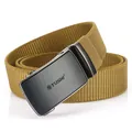 Men's khaki elastic nylon tactical belt with automatic buckle for outdoor activities - 120cm / Coyote Brown