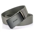 Tactical elastic nylon belt with automatic matte metal buckle and lion logo - 120cm / Dark Gray
