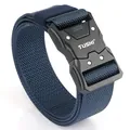 Cintura tattica in nylon blu scuro con fibbia a sgancio rapido nera e logo TUSHI - Blu Reale