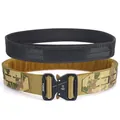 Tactical camouflage belt with a black metal quick-release buckle and nylon inner strap - S / Multicam